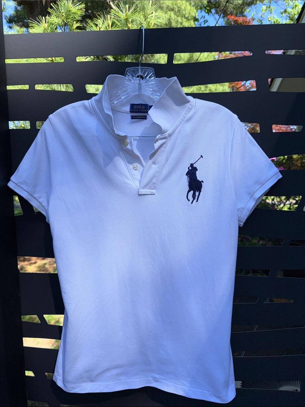 Polo by Ralph Lauren White Short-Sleeve Polo with Navy Pony Sz L theskinny polo - Picture 1 of 5